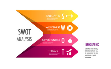 Infographic template for swot analysis for marketing can apply diagram framework vision, Modern step Timeline infographics design vector and presentation business