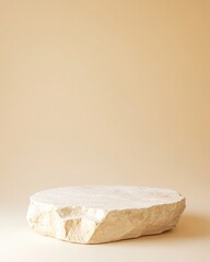 Poster - Minimalist Stone Podium Against Beige Gradient for Natural Product Display | Earth Day & Thanksgiving Decor