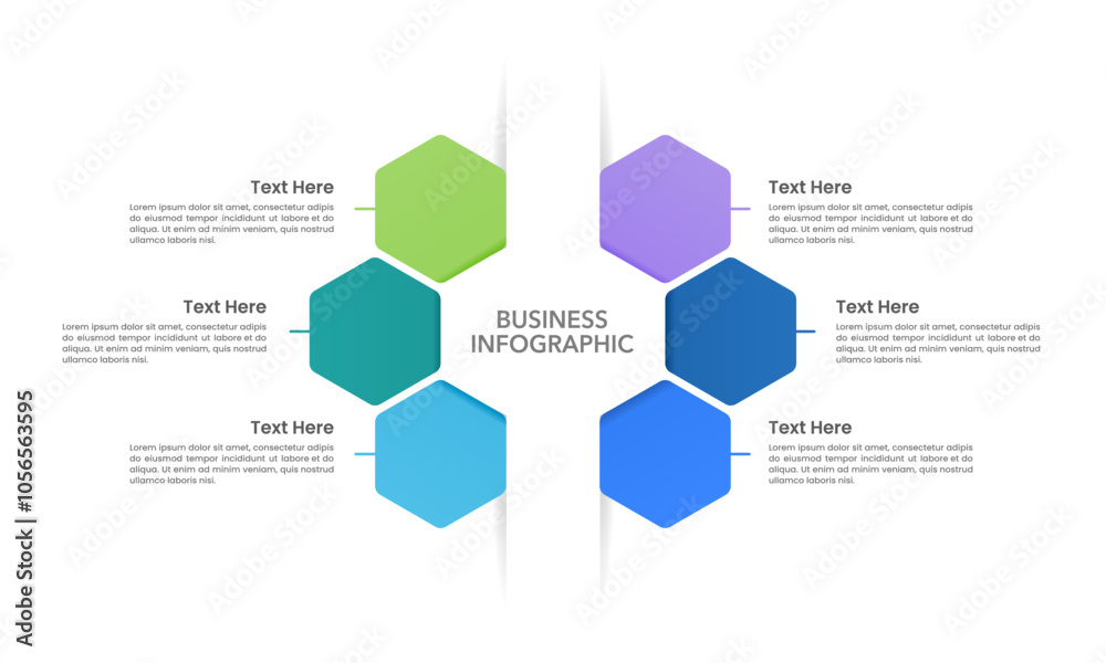 Hexagon business process infographic 6 steps. Business Presentation ...