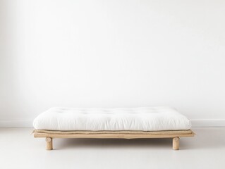 Poster - Minimalist Japanese Bedroom with Futon Calm and Comfort for Recovery - Ideal for White Christmas or New Years Resolutions