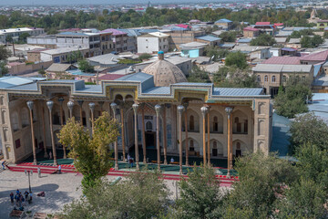 Poster - The ancient Bolo House Mosque in the urban landscape. Bukhara, Uzbekistan