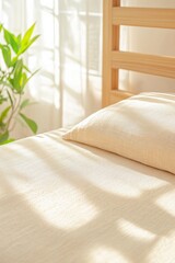 Poster - Minimalist Japanese Futon Setup with Natural Light - Suitable for Earth Day and World Sleep Day