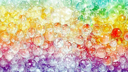 Poster - Colorful Watercolor Cascade with Bubbles