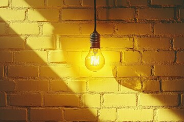 Poster - Light Bulb Hanging From Brick Wall