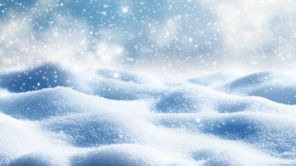 Wall Mural - stunning backdrop featuring small snowdrifts falling snow and snowflakes in serene white and blue hu