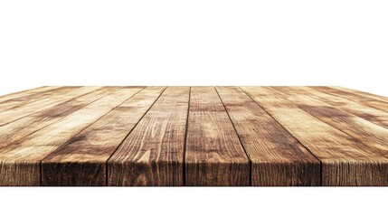 Poster - Light brown wooden tabletop isolated on a white background ideal for product showcasing High quality image