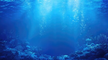 Poster - Bright blue backdrop featuring marine elements with a designated area for text and a subtle tint