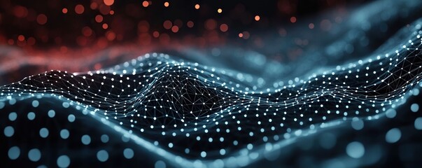 Poster - digital background perfect for tech processes, neural networks, artificial intelligence, data transf