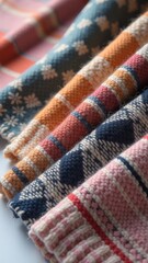 Poster - A row of knitted scarves with different patterns and colors