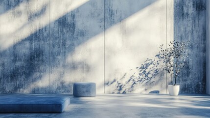 Poster - Soft blue and navy hues on a cement and concrete backdrop