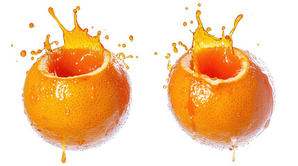 Poster - Fresh Grapefruits Splashing Juice on a Transparent Background Generative AI