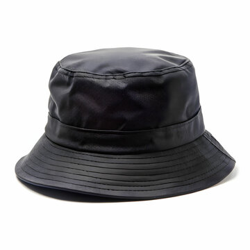 A black bucket hat isolated on a white background