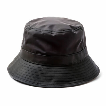 A black bucket hat isolated on a white background