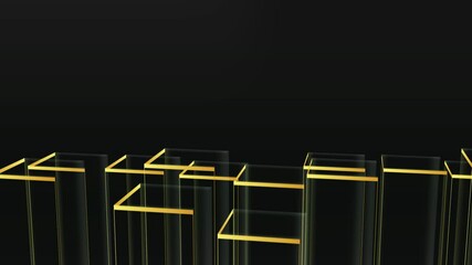 cube gold black background animated footage abstract element for motion graphic,loop animation on ba
