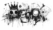 © Thiago - Symbolic graffiti, bold charcoal scribbles, crazy ink hatches, crowns and grunge strikethrough. crayon smudges and pencil scrawls, rough underlines. modern doodles. Charcoal Smudging. Illustration