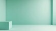 © GreenMOM - Minimalist room with soft mint green walls and a geometric shape, perfect for modern decor or artistic inspiration.