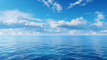 Wall Mural - sea landscape. sky over calm sea. blue sea and sunny sky on horizon over calm water