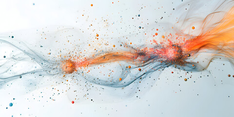 Poster - Abstract Ink Colorscape: Fluid orange and gray inks dance and swirl, creating an ethereal, abstract composition.  The vibrant hues and dynamic movement evoke a sense of energy and creativity.