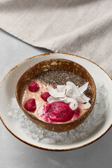 Wall Mural - Vibrant Berry Smoothie Bowl with Chia Rustic Composition in Natural Light