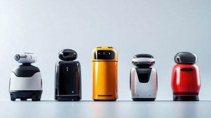 Aufkleber - Innovative collection of adaptive ai robots showcasing learning capabilities in modern design