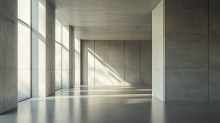 Poster - Minimalistic space featuring concrete walls and flooring