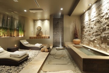 Wall Mural - Innovative spa setting illustrating tranquility and rejuvenation.