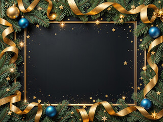 Poster - elegant new year frame with empty space for text, greeting card for christmas. Generative AI