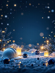 Poster - elegant new year background with construction helmet and candles, with empty space for text, greeting card for christmas. Generative AI