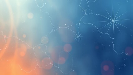 Poster - Abstract cosmic design with glowing lines and bokeh lights, blending warm and cool hues