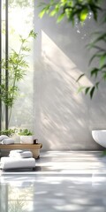 Wall Mural - Serene spa environment with abundant copy space.