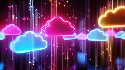 Poster - A futuristic vision of cloud storage technology illuminating the digital landscape
