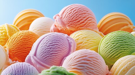 Aufkleber - Colorful Assorted Ice Cream Scoops with Creamy Texture : Generative AI