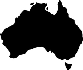 Black Australia map on isolated background