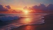 © AbstractAI - Dusk at the beach A breathtaking ocean sunset Captivating animated beach landscape