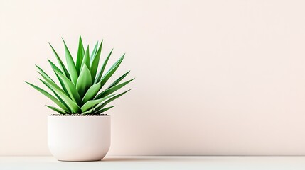 Poster - Minimalist Interior Design with Decorative Green Plant in White Ceramic Pot : Generative AI