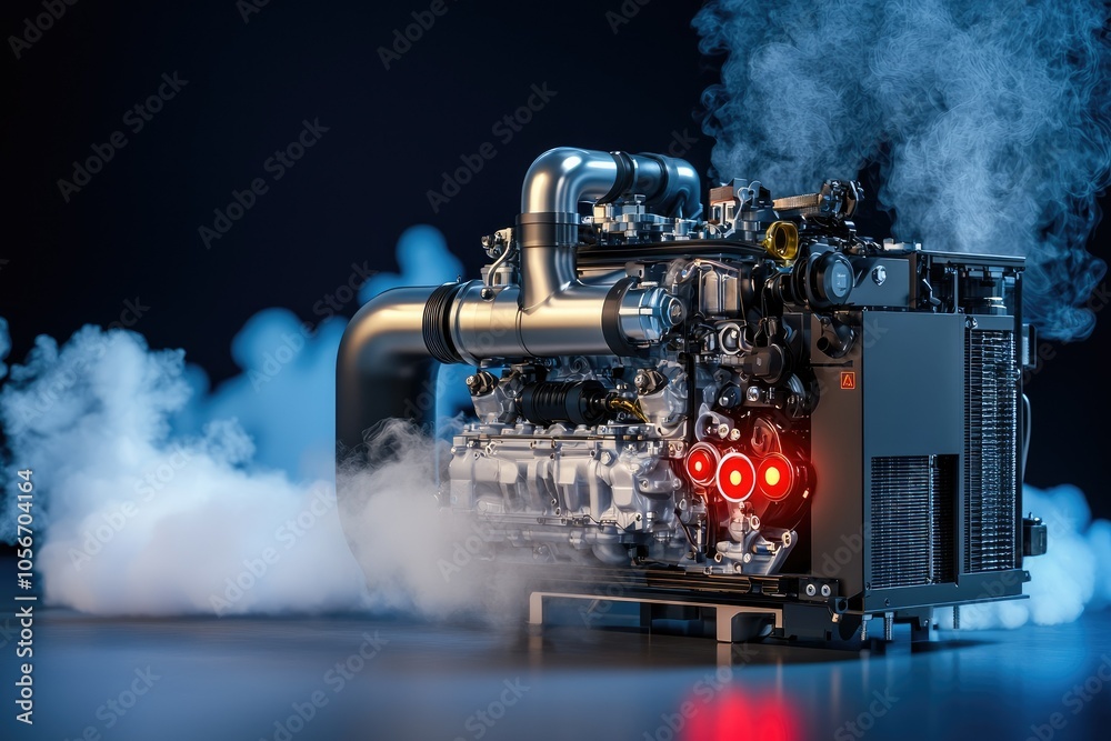 Innovative display of ice engine and exhaust system showcasing advanced ...