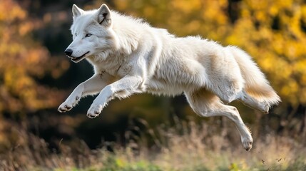 White wolf jumping profil
