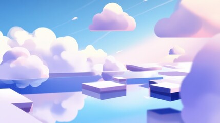 Poster - Soft Abstract Clouds Floating Across a Blue Sky
