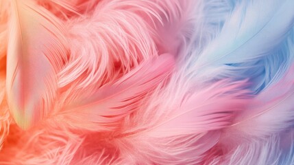 Poster - Soft pastel hued fluffy bird feathers for a decorative background