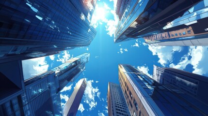 The Skyscrapers Under Bright Sky