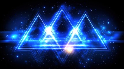 Poster - Blue Polygonal Triangle Shapes with Subtle Light Effects
