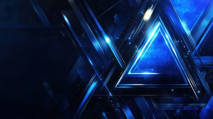 Poster - Blue Polygonal Background with Triangular Shapes
