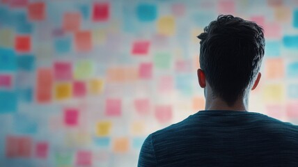 Poster - Young Entrepreneur Analyzing Ideas on Whiteboard