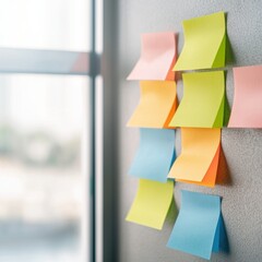 Poster - Colorful Sticky Notes in a Modern Workspace