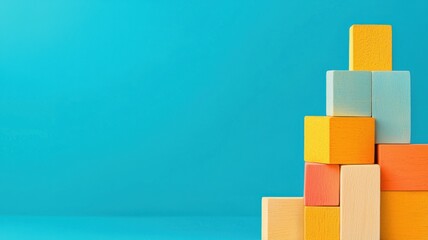 Poster - Creative Workspace with Building Blocks for Business Goals