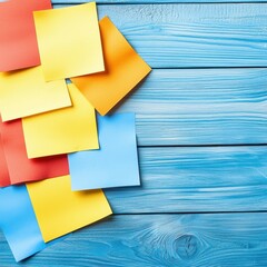 Poster - Colorful Sticky Notes on Workspace Tabletop
