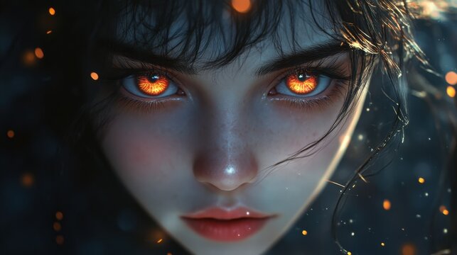 A highly detailed digital artwork of a sweet girl with vibrant eyes,