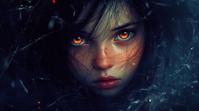 A highly detailed digital artwork of a sweet girl with vibrant eyes,