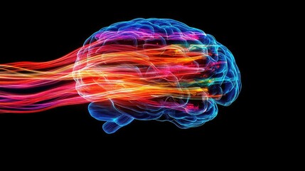 Poster - Colorful Brain Concept with Dynamic Light Trails