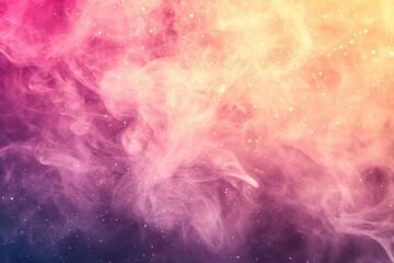 Poster - Vibrant haze appearance. Drifting vapor. Curvy steam. Merged shimmering pink and yellow paint with splattered water and mist produces an abstract creative background